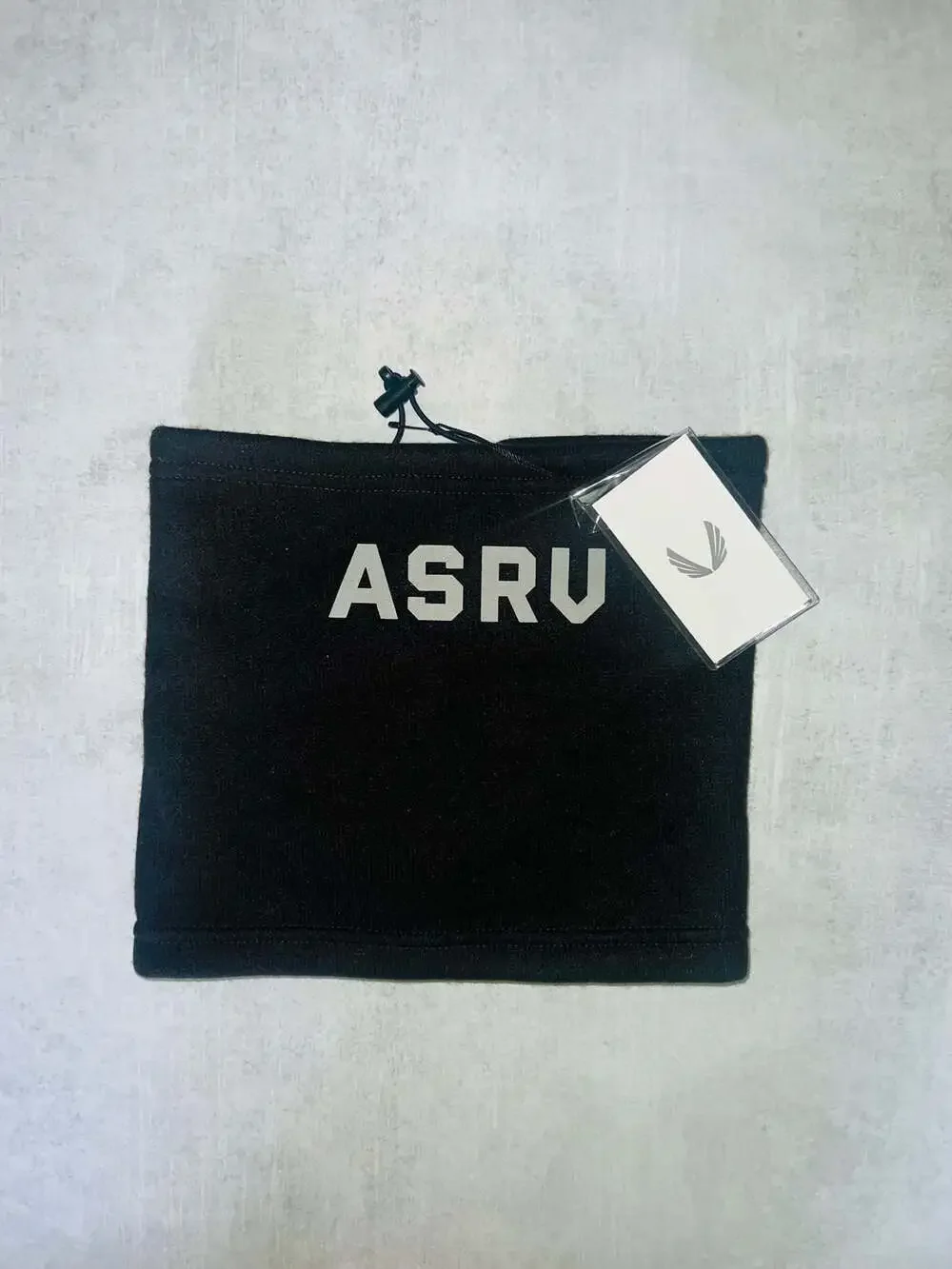 ASRV Black Neck Gaiter Warmer with Drawstring and Tag